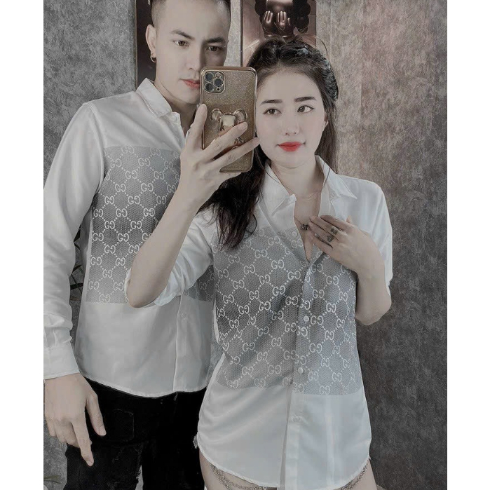 Áo Sơ Mi Dài Tay Cao Cấp Form Hàn Chất Đũi Loang Áo Đôi Nam Nữ