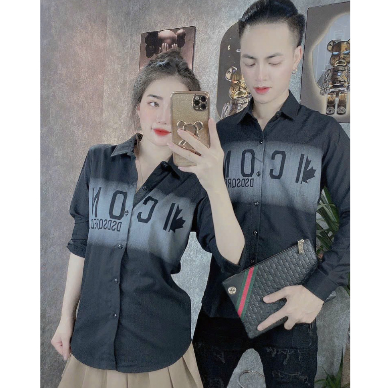 Áo Sơ Mi Dài Tay Cao Cấp Form Hàn Chất Đũi Loang Áo Đôi Nam Nữ
