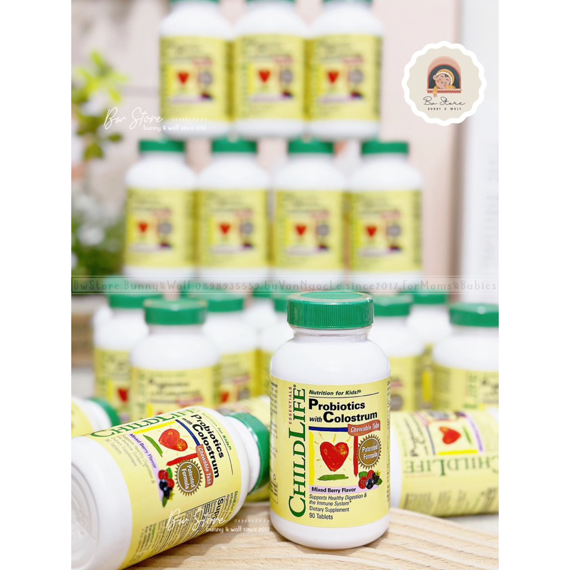 Men Vi Sinh Sữa Non ChildLife Probiotics with Colostrum dạng bột / dạng viên cho bé