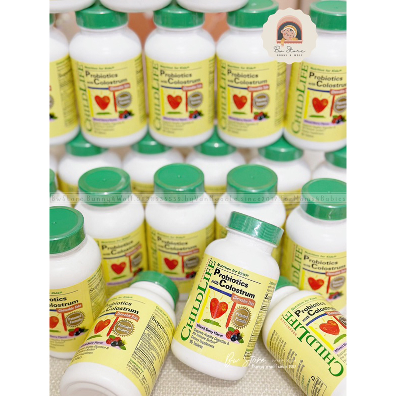 Men Vi Sinh Sữa Non ChildLife Probiotics with Colostrum dạng bột / dạng viên cho bé