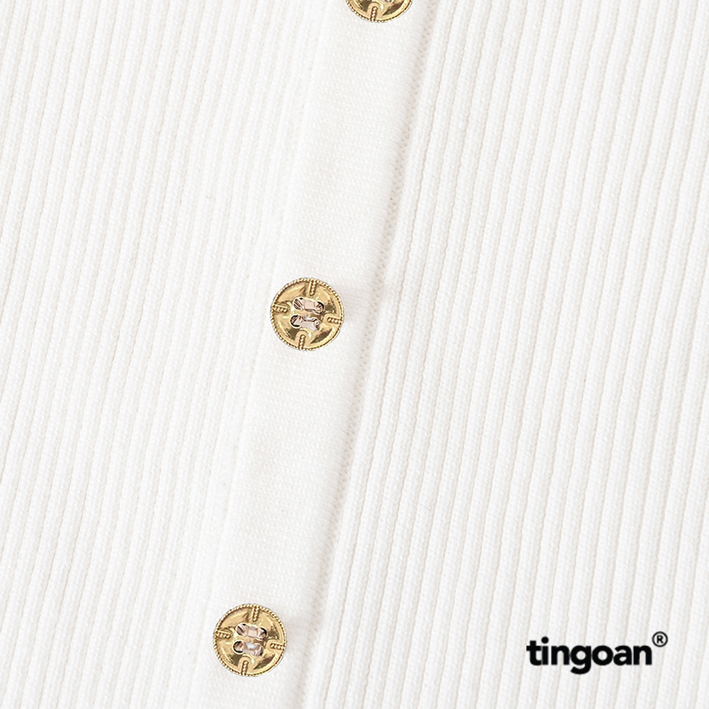 TINGOAN® - Áo len xù trắng trễ vai ngang NINGNING TOP/WH