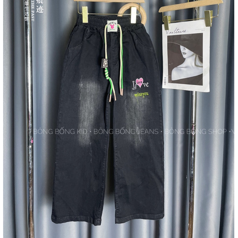 Quần Jeans Xuông đen bé Gái
