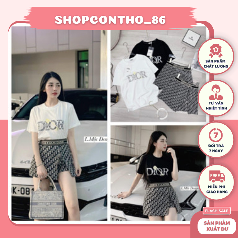 Bộ Hè Dior Họa Tiết Logo Thêu - Bộ Dior Chất Cotton Thoáng Mát Siêu cực hot 2023 - shopcontho_86