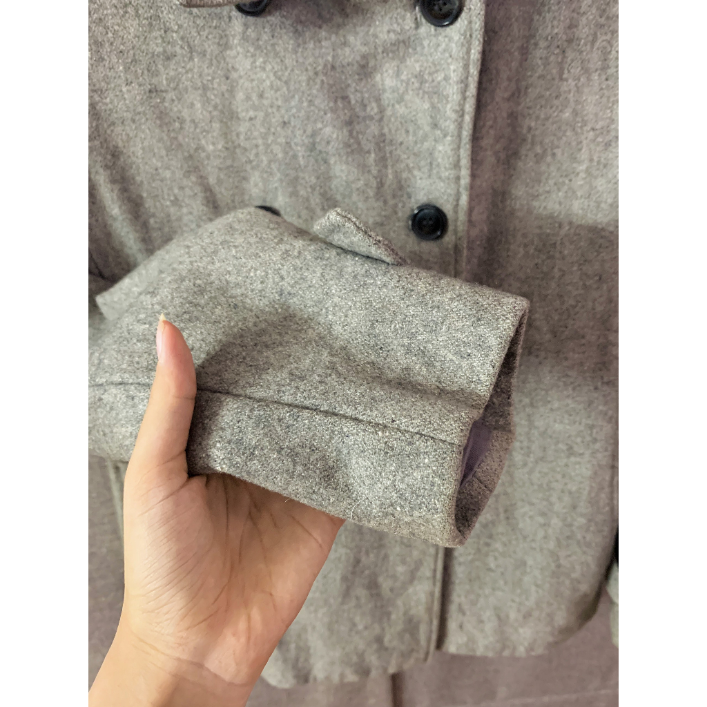 PASS - Áo khoác dạ ghi xám