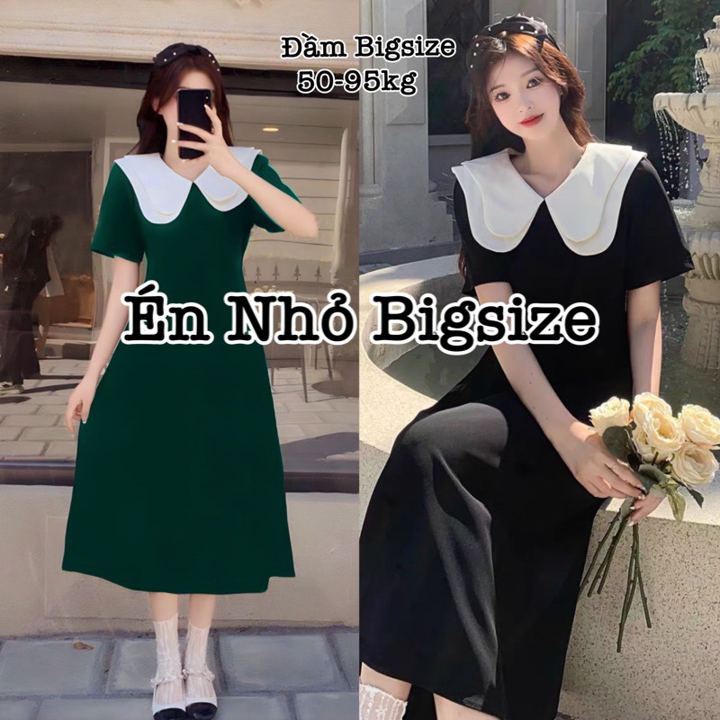 Thời Trang Bigsize - Váy Đầm Bigsize Cổ 2 Lá Dài Qua Gối Thiết Kế Dự Tiệc Nữ Cao Cấp Xinh Đẹp Dễ Thương Giá Rẻ 50-95kg