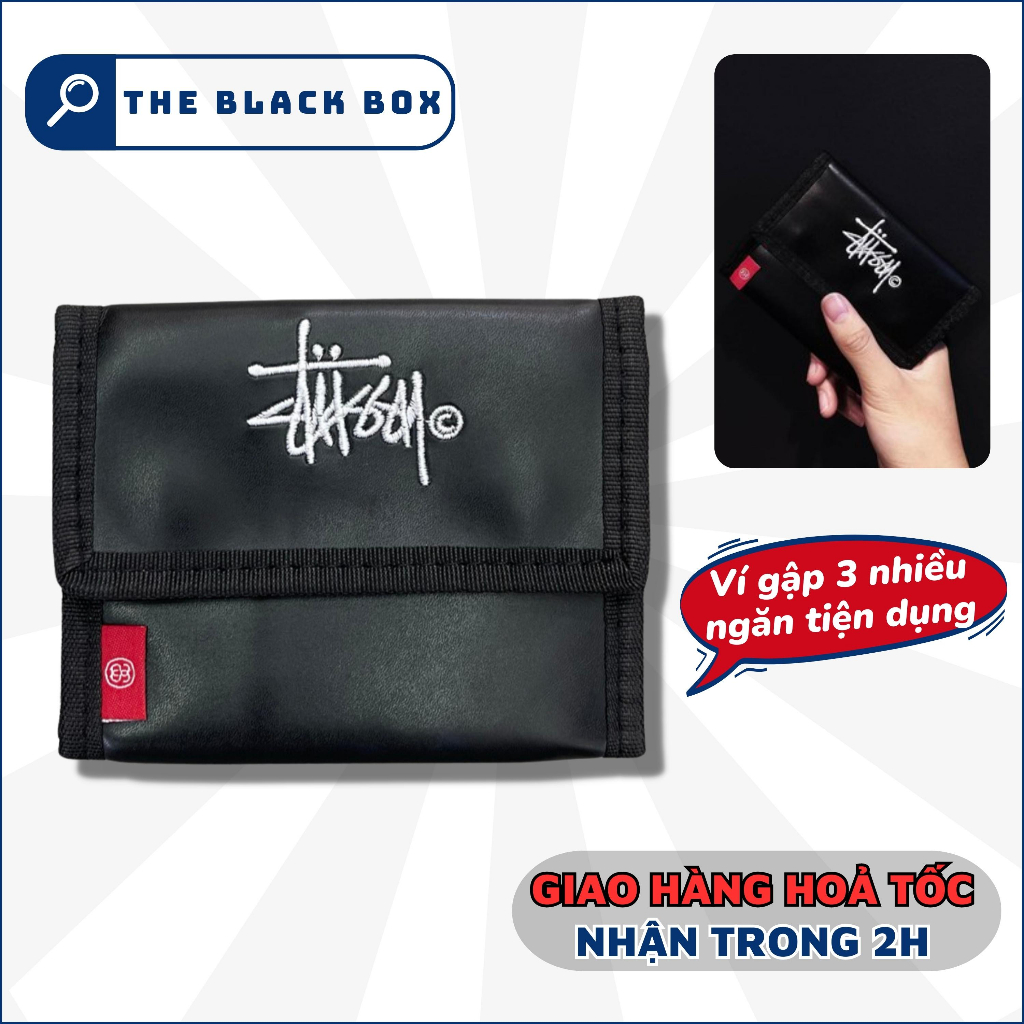 Ví Gập 3 Stuxy Nam Nữ Unisex Nhiều Ngăn Tiện Dụng Thiết Kế Trẻ Trung Năng Động