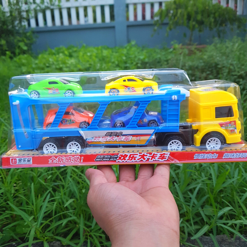 Xe ô tô cảnh sát, xe 2 tầng chở xe đầu thú xinh xắn, màu sắc tươi sáng, chất liệu an toàn cho bé-  Đồ chơi MiniKids