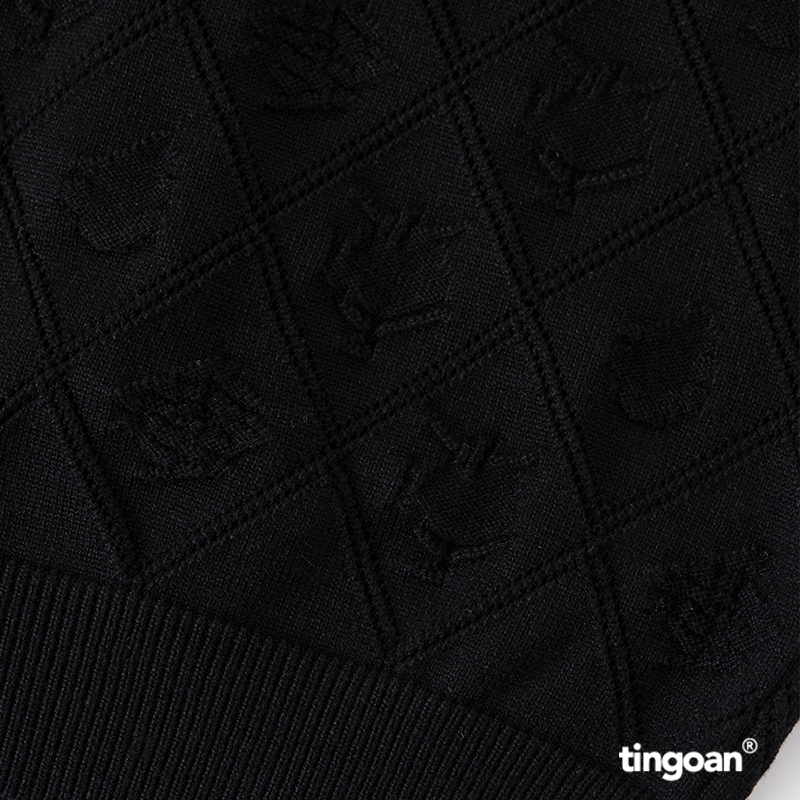 TINGOAN  SÀI GÒN- Áo len đen crop bề mặt len hoạ tiết quả trám cùng chi tiết buộc nơ YURI YURI TOP/BL
