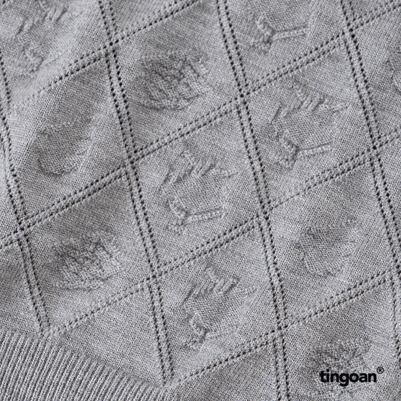 TINGOAN® SÀI GÒN - Áo len xám crop bề mặt len hoạ tiết quả trám cùng chi tiết buộc nơ YURI YURI TOP/GR