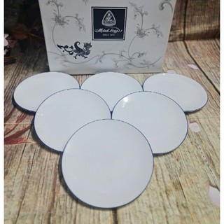 Dĩa lót chén súp viền xanh dương 13cm sứ Minh Long - dĩa lót chén súp 13cm