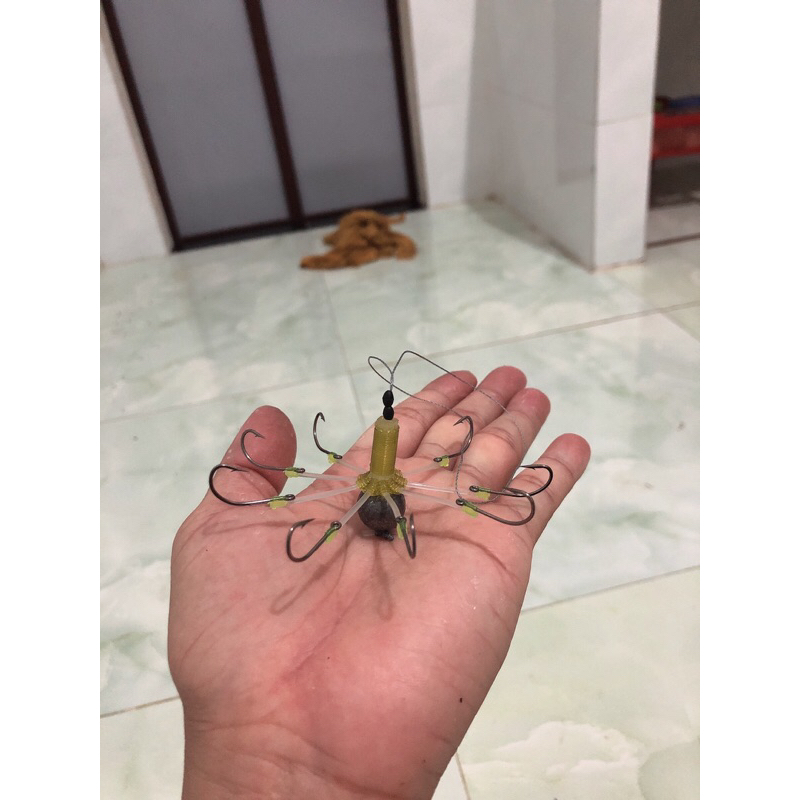 Rường câu cá 9 lưỡi Dìa Nâu Kình ( Kèm chì )