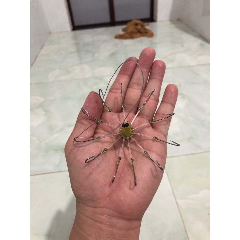 Rường 11 lưỡi câu cá DÌA NÂU DÒ ( Kèm chì )