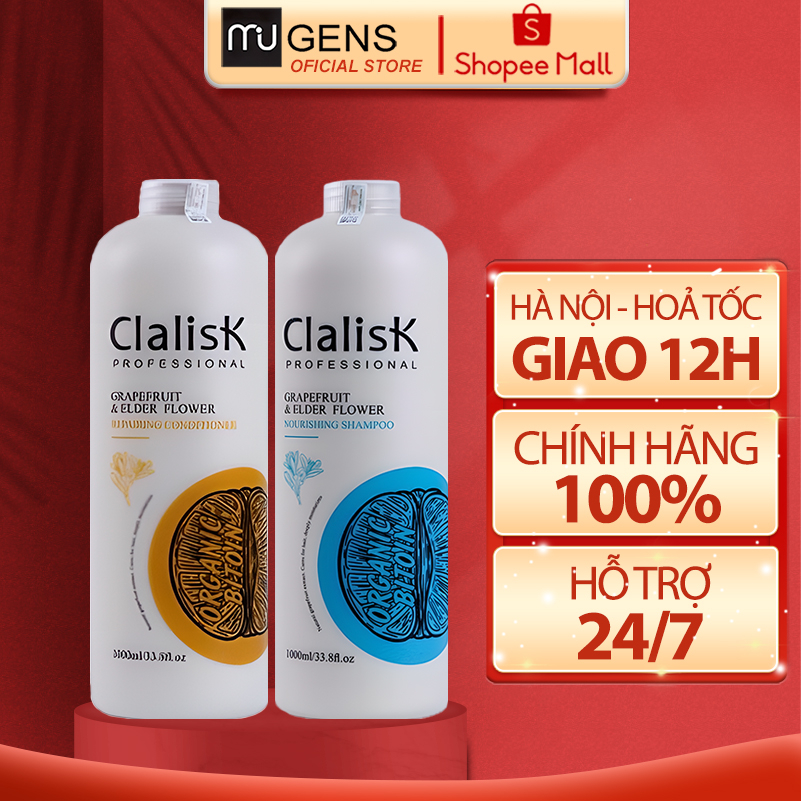 Cặp Dầu Gội Xả Bưởi Clalisk 1000ml | Giảm Rụng Tóc, Phục Hồi Tóc Hư Tổn, Khô Xơ Giúp Tóc Siêu Mềm Mượt