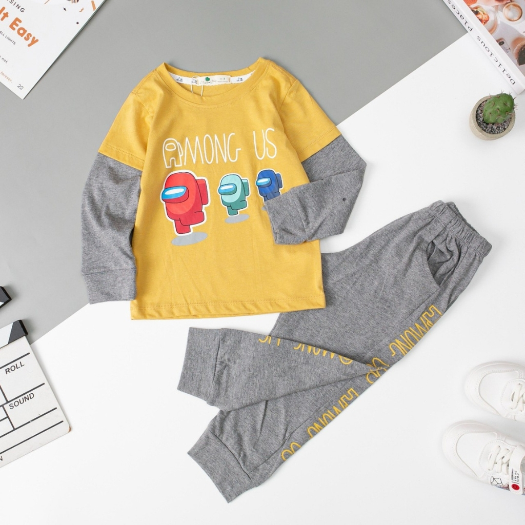 Bộ thu đông bé trai size 2-8 tuổi, đồ bộ dài tay bé trai tay phối chất cotton mềm mịn, co giãn tốt, nhiều màu sắc