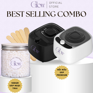Combo 100gr sáp ngọc trai premium + nồi nấu sáp wax lông chống dính tặng que glow waxing-1090