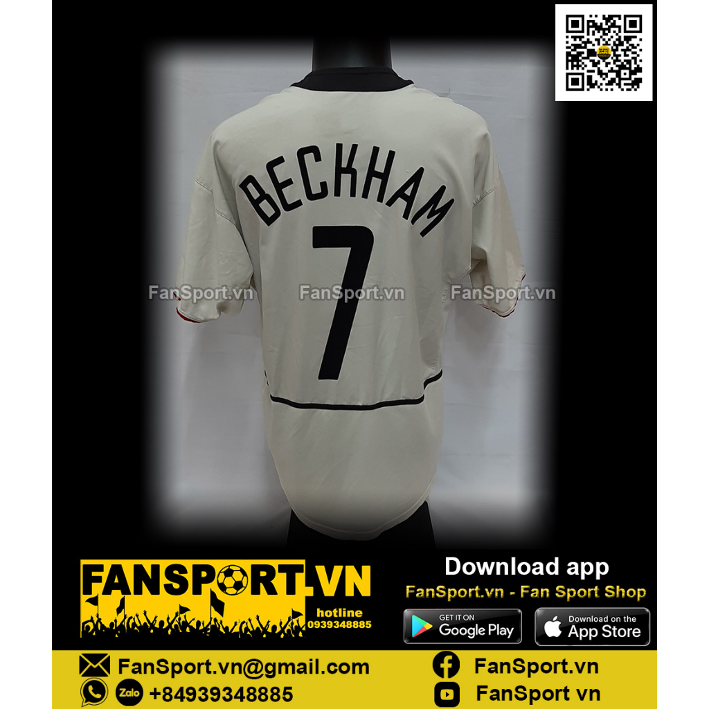 Áo đấu cầu thủ bóng đá David Beckham 7 Manchester United 2002-2003 away shirt jersey 184951 Nike chính hãng size XL