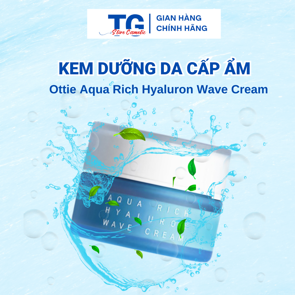 Kem Dưỡng Da Cấp Ẩm Tinh Chất Hyaluronic Acid Ottie Aqua Rich Hyaluron Wave Cream Gel 60g