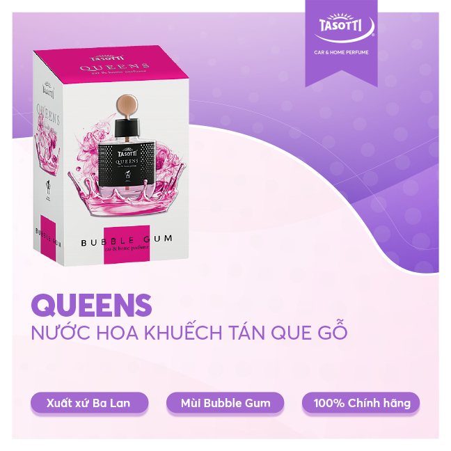 Nước hoa Xe Hơi TASOTTI QUEENS khử mùi kháng khuẩn chính hãng Châu Âu 100ml