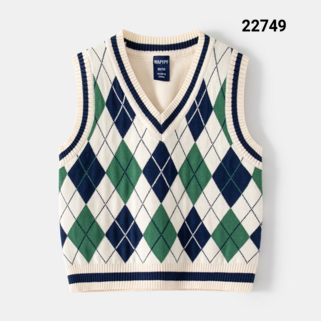 Áo gile len trám bé trai 90-130