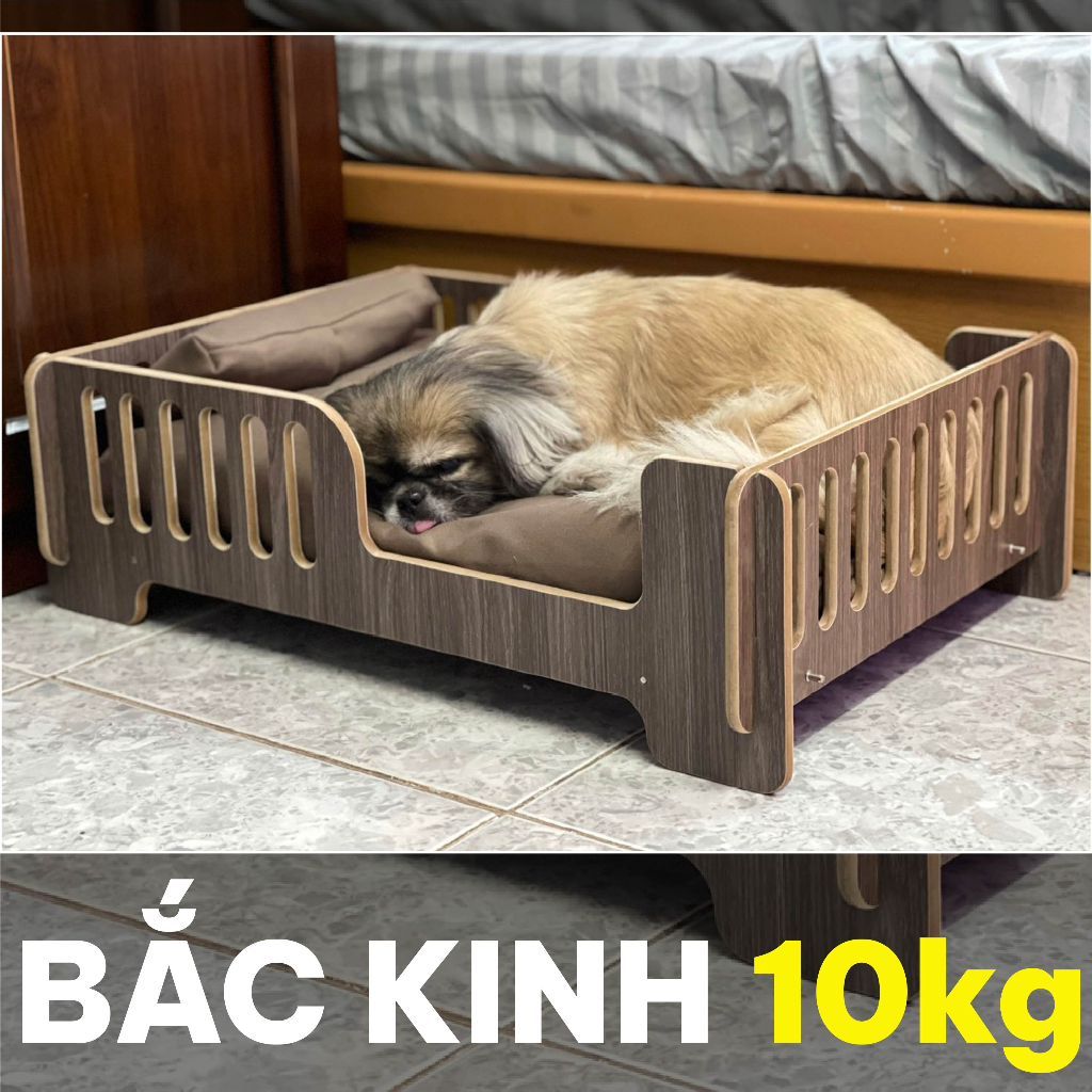 Giường chó mèo nằm 4 mùa sàn gỗ kèm đệm kích thước 45*65 cm BLUE - Giường Donal