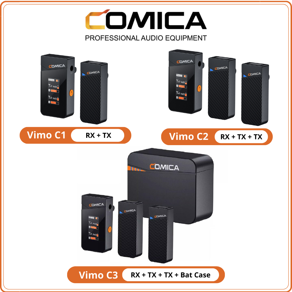 COMICA VIMO C1 / VIMO C2 / VIMO C3 - Mic Thu Âm Không Dây 2.4GHz Dành Cho Máy Ảnh Và Điện Thoại
