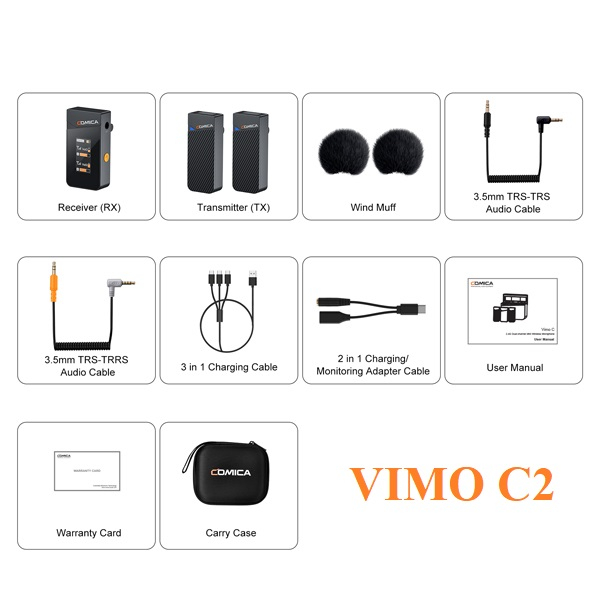 COMICA VIMO C1 / VIMO C2 / VIMO C3 - Mic Thu Âm Không Dây 2.4GHz Dành Cho Máy Ảnh Và Điện Thoại