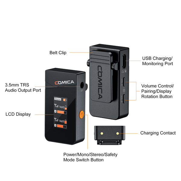COMICA VIMO C1 / VIMO C2 / VIMO C3 - Mic Thu Âm Không Dây 2.4GHz Dành Cho Máy Ảnh Và Điện Thoại