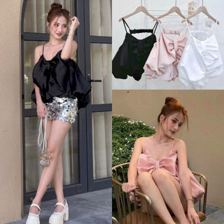 Áo 2 Dây Nơ To chất phi lụa siêu đẹp xinh xắn hàng y hình