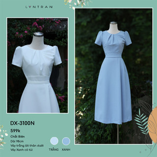 Váy xòe LYN TRAN DX-3100N cổ xếp ly Chất Biên Mềm Mịn Trơn Sóng