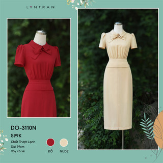 Váy ôm LYN TRAN DO-3110N cổ đức đính nơ cách điệu Chất Trượt Lạnh Mềm Mịn Trơn Sóng