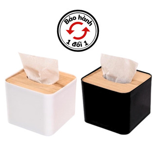 Hộp Đựng Giấy Ăn Hình Vuông Mặt Tre Thiết Kế Đơn Giản, Hộp Khăn Giấy Để Bàn