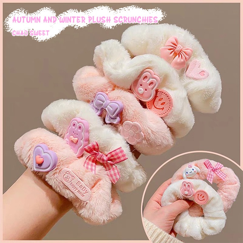 🥟ice🥟Dây Cột Tóc Lông Nhung Dễ Thương Xinh Xắn Dành Cho Nữ