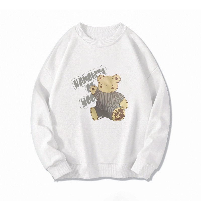 Áo nỉ bông sweater nam nữ form rộng hàn quốc, Áo mặc đôi swt nỉ da cá tay dài dày dặn cực ấm