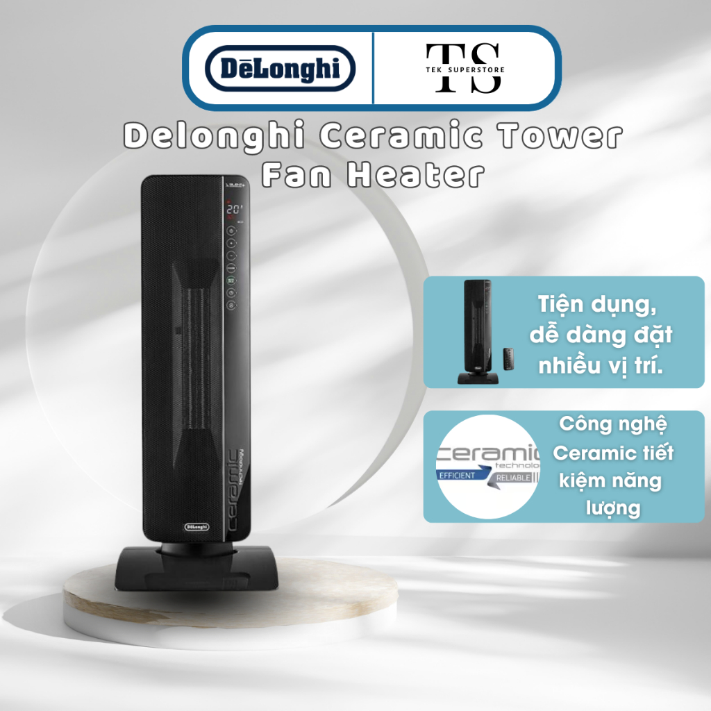 Quạt sưởi tháp Delonghi Ceramic Tower Fan Heater TCH8993ER - Công suất 2400W - BH 6 tháng