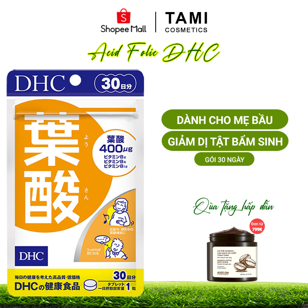 Viên uống Acid Folic DHC Nhật Bản dành cho mẹ bầu thực phẩm chức năng gói 30 ngày TM-DHC-FOL30