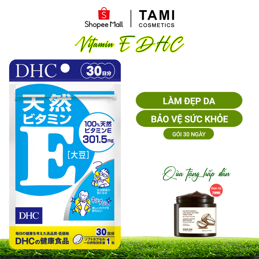 Viên uống Vitamin E DHC Nhật Bản giảm lão hoá làm đẹp da thực phẩm chức năng 30 ngày TM-DHC-E30