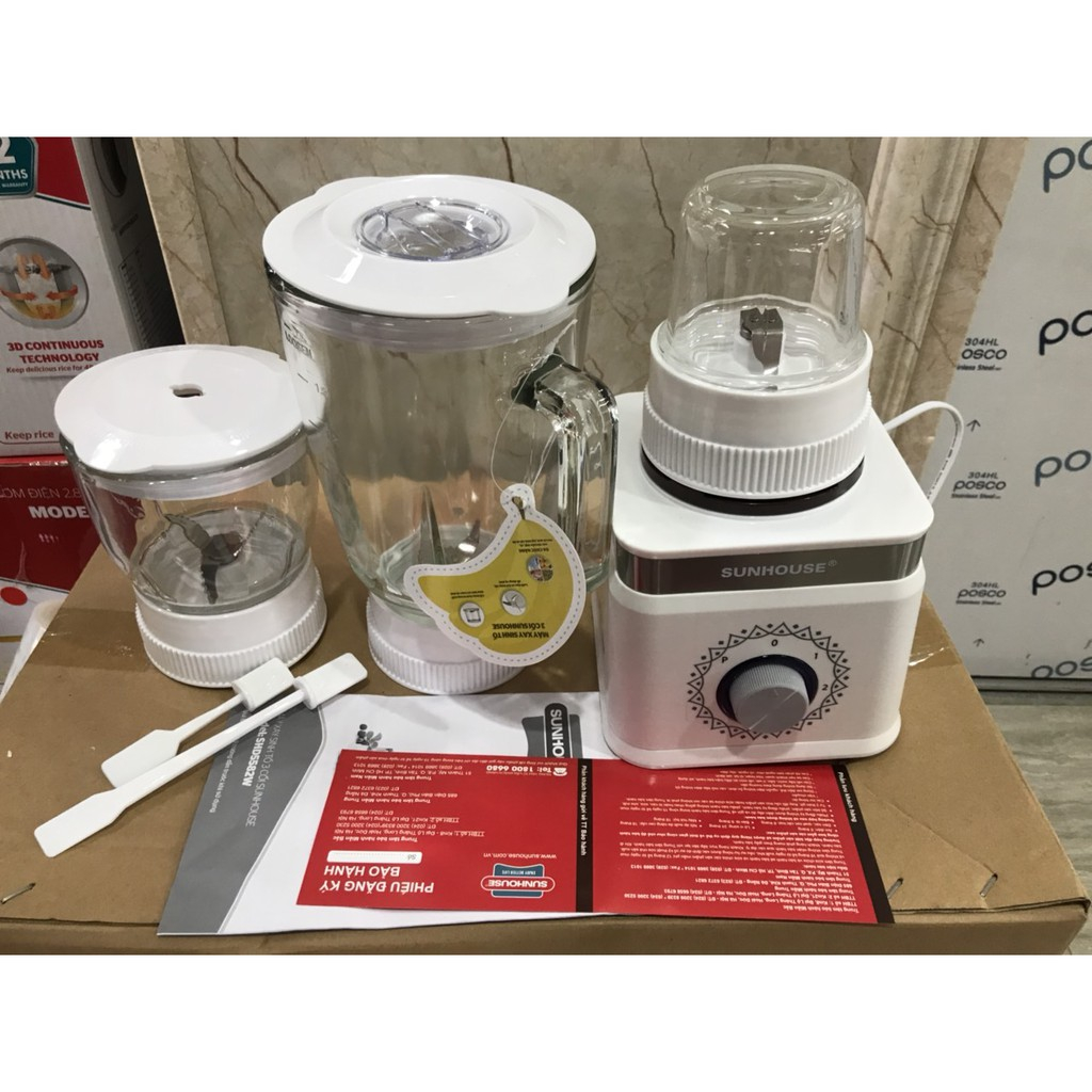 Máy xay sinh tố 3 cối SUNHOUSE SHD5582W - Bảo hành 12 tháng