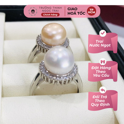 Nhẫn Đính Hạt Ngọc Trai Nước Ngọt 12ly -  Ngọc Trai Trường Thịnh