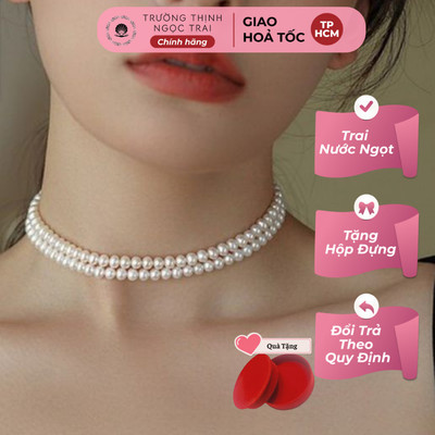 Vòng Cổ Choker Ngọc Trai Hạt 5ly Ôm Sát Cổ Thời Trang Cho Nàng - Ngọc Trai Trường Thịnh
