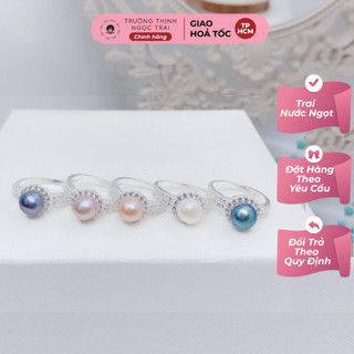 Nhẫn bạc s925 đính hạt ngọc trai 9ly sang trọng - ngọc trai trường thịnh