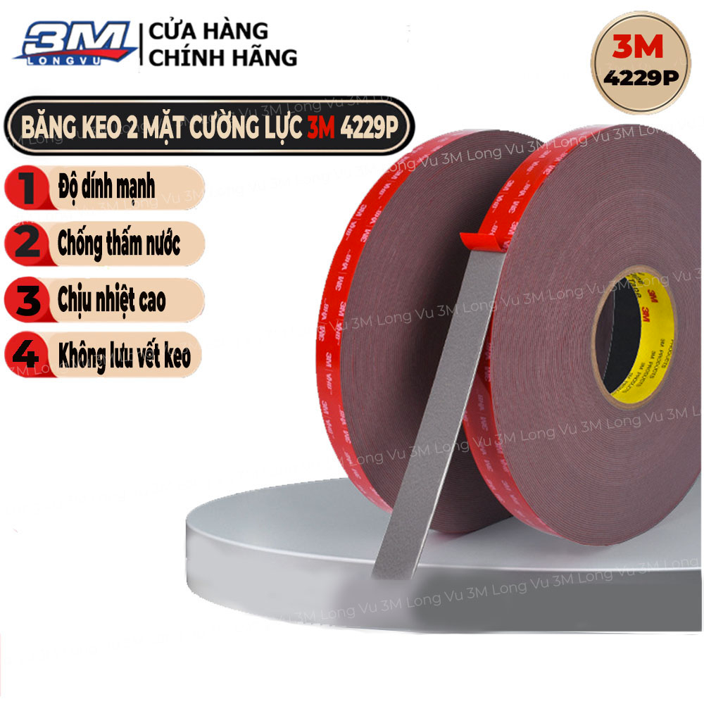 Keo dán cường lực 2 mặt 3M 4229P siêu dính, chống thấm, dán các vật dụng gia đình, nhà tắm - 3M Long Vu