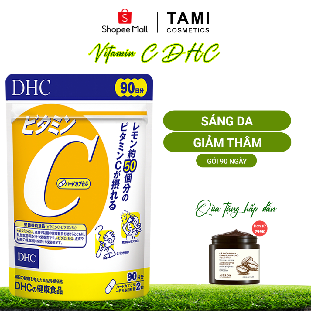 Viên uống Vitamin C DHC Nhật Bản giúp sáng da mờ thâm thực phẩm chức năng 90 ngày TMDHCC90