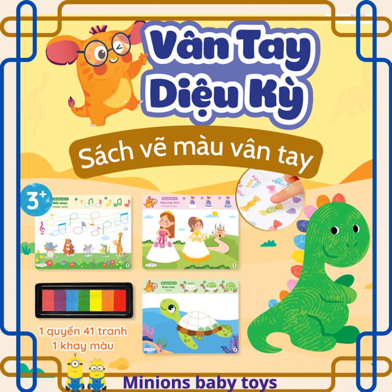 Vân tay diệu kỳ Finger Painting tặng hộp mực dấu trang trí cho bé tô vẽ tưởng tượng sáng tạo