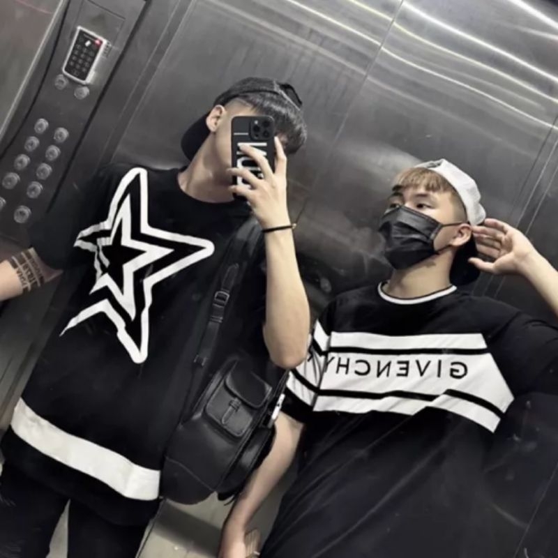 ÁO COTTON SU 5 CÁNH SAO PHỐI THÂN GẤU MÃ MỚI, form rộng tay lỡ unisex oversize nam nữ đều mặc đc