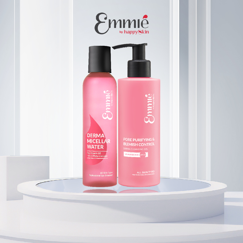 Bộ Sản Phẩm Làm Sạch Da Emmié By Happy Skin 2 món: Gel Rửa Mặt Emmie 180ml + Nước Tẩy Trang Emmie 250ml