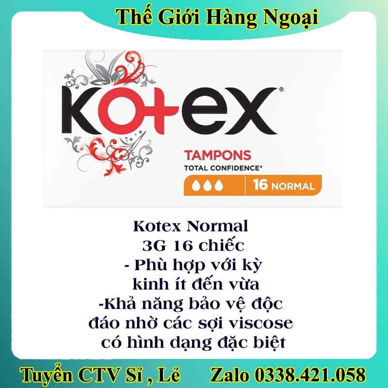 Băng Vệ Sinh TAMPON Kotex các size - Hàng Châu Âu