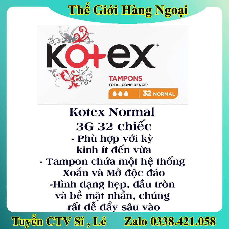 Băng Vệ Sinh TAMPON Kotex các size - Hàng Châu Âu