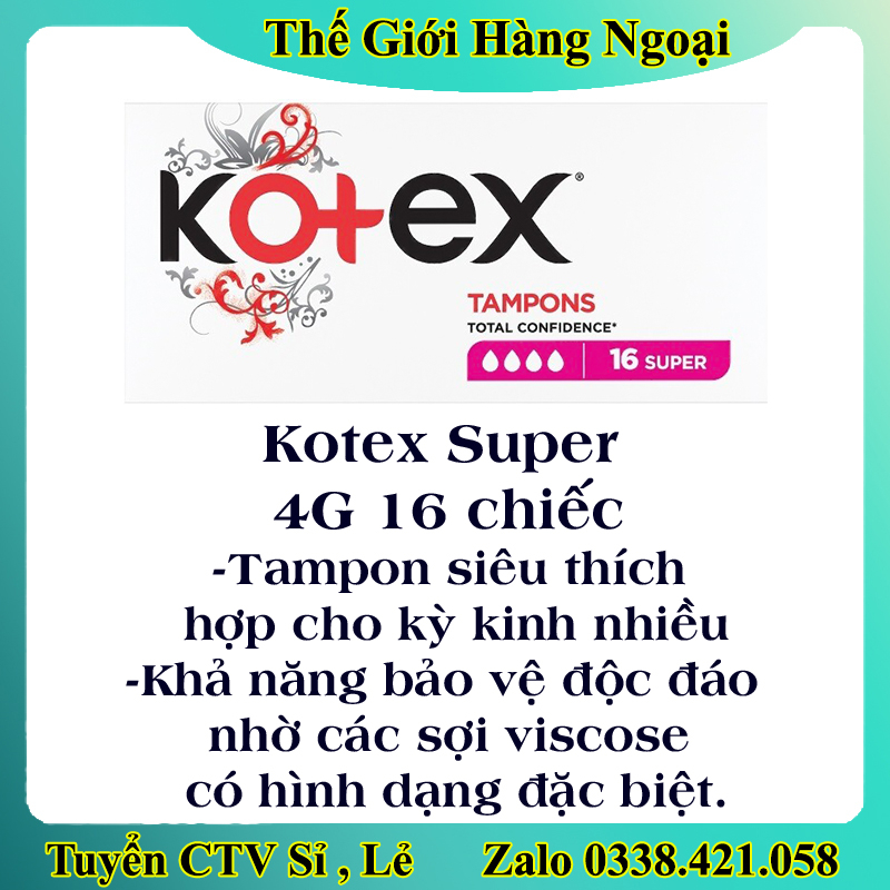 Băng Vệ Sinh TAMPON Kotex các size - Hàng Châu Âu