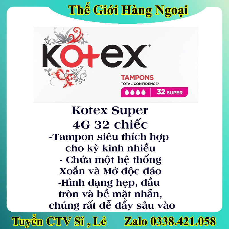 Băng Vệ Sinh TAMPON Kotex các size - Hàng Châu Âu