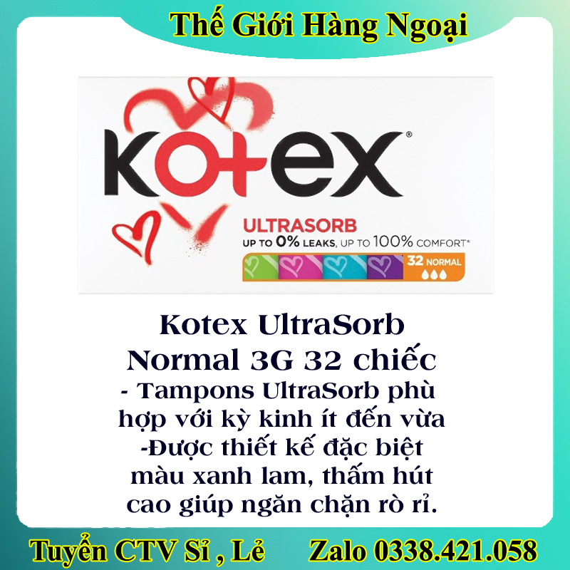 Băng Vệ Sinh TAMPON Kotex các size - Hàng Châu Âu
